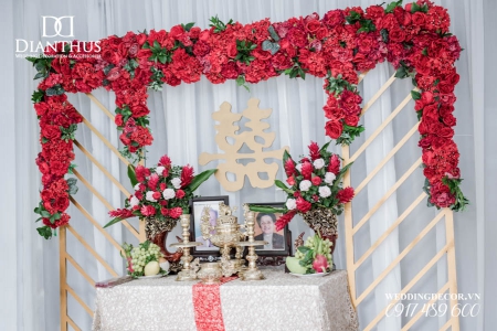 trang trí nhà lễ gia tiên gói nâng cao cnc kèm hoa